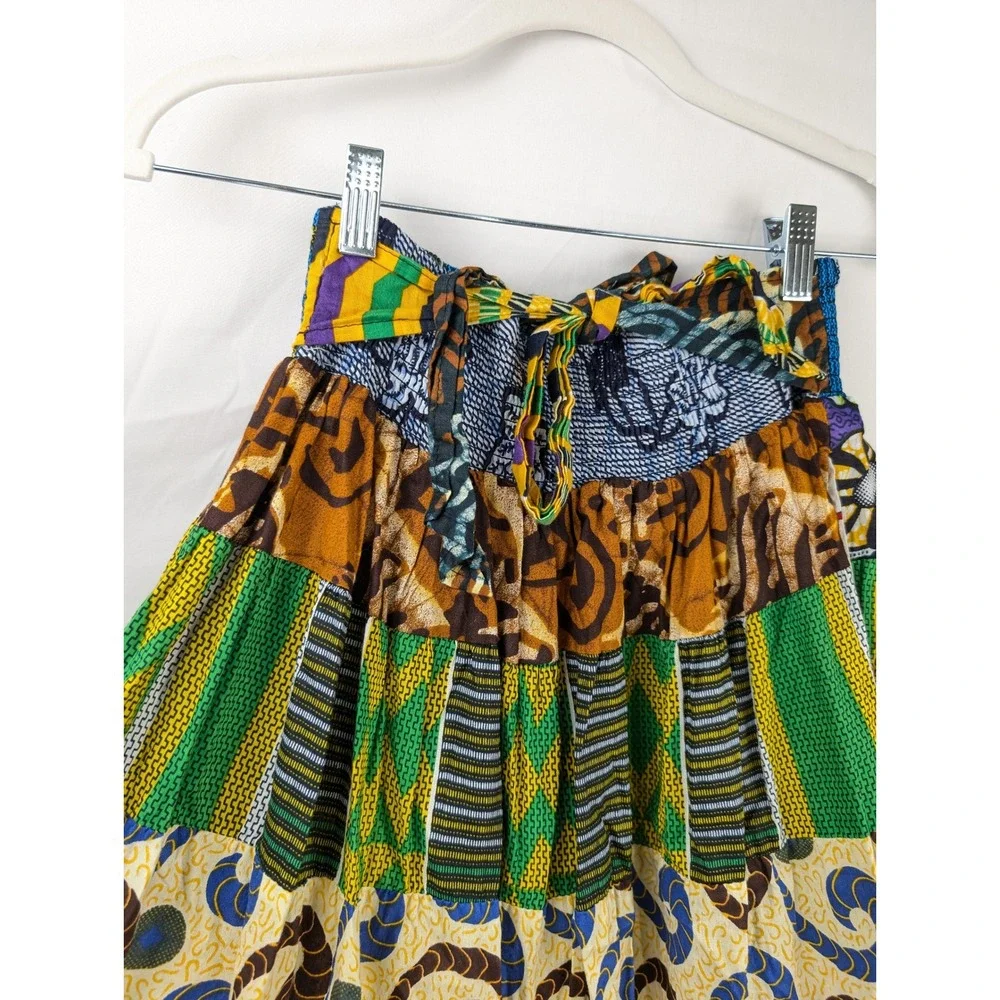 Handmade Patchwork Tribal Maxi Skirt Size M Multi Hippie Boho Pocket Cottagecore